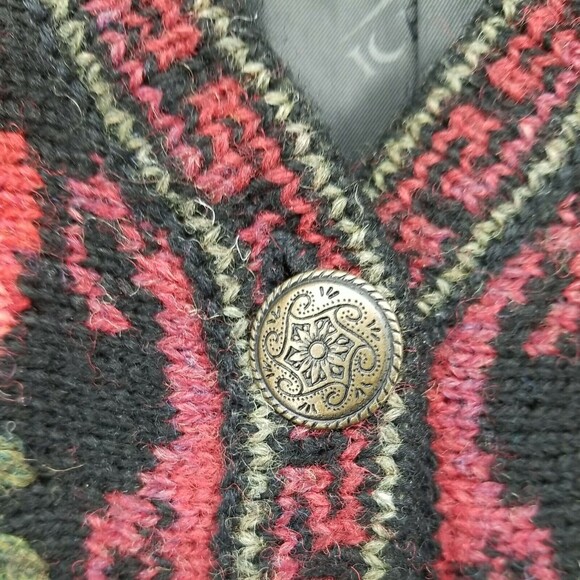 VTG ISLANDIC DESIGNS WOMENS JACKET RED SMALL S WOOL BUTTON FRONT V-NECK - Picture 6 of 11